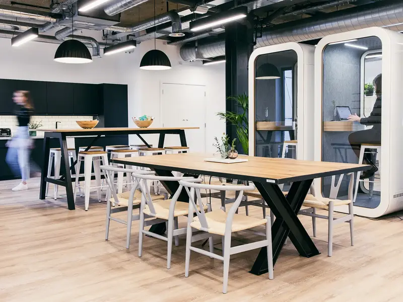 X-Frame Co-Create Table installed in a hospitality interior