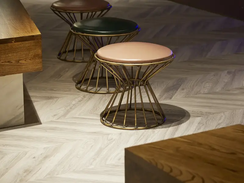 Blackpool Low Stool installed in a hospitality interior