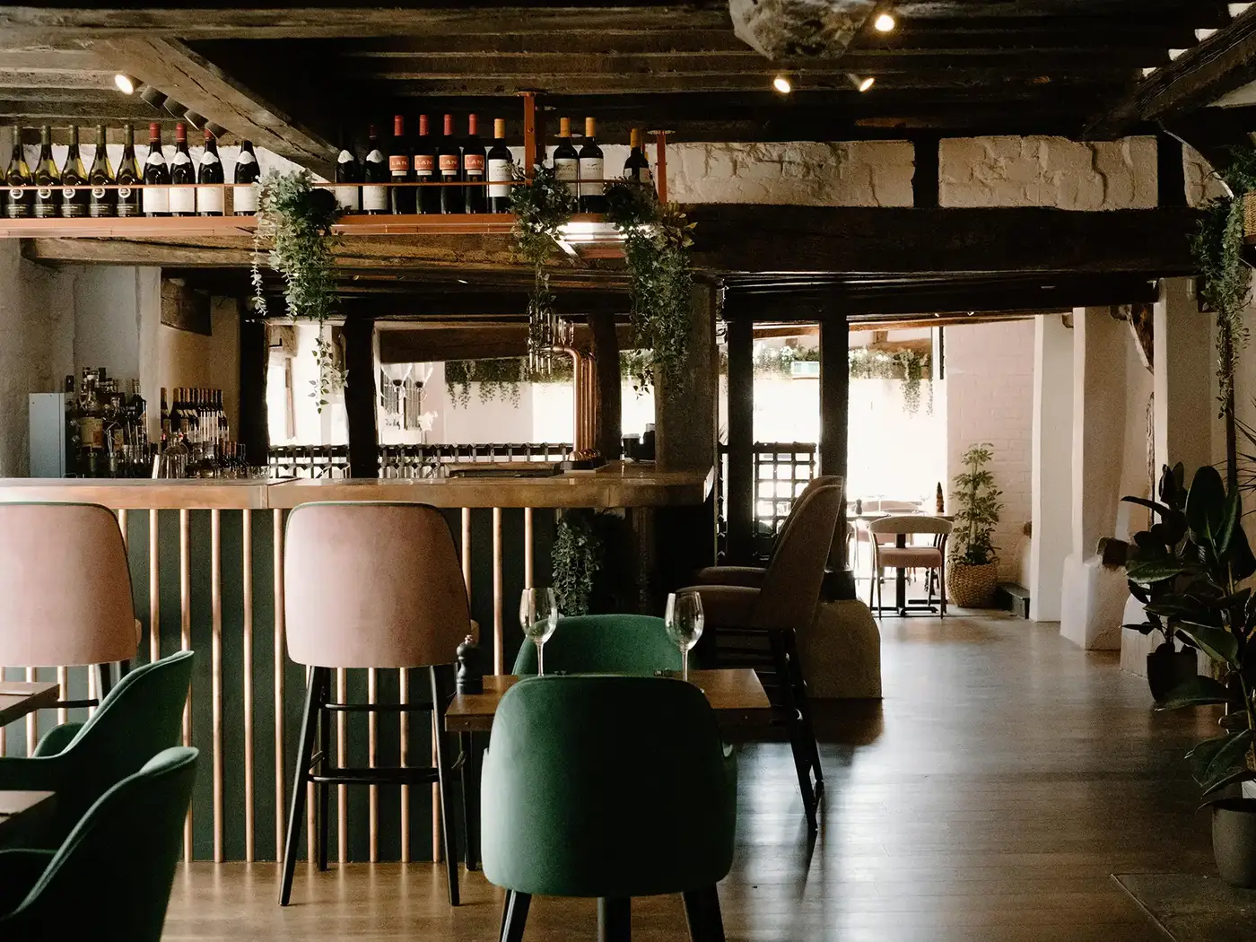 Amor Barstool installed in a hospitality interior