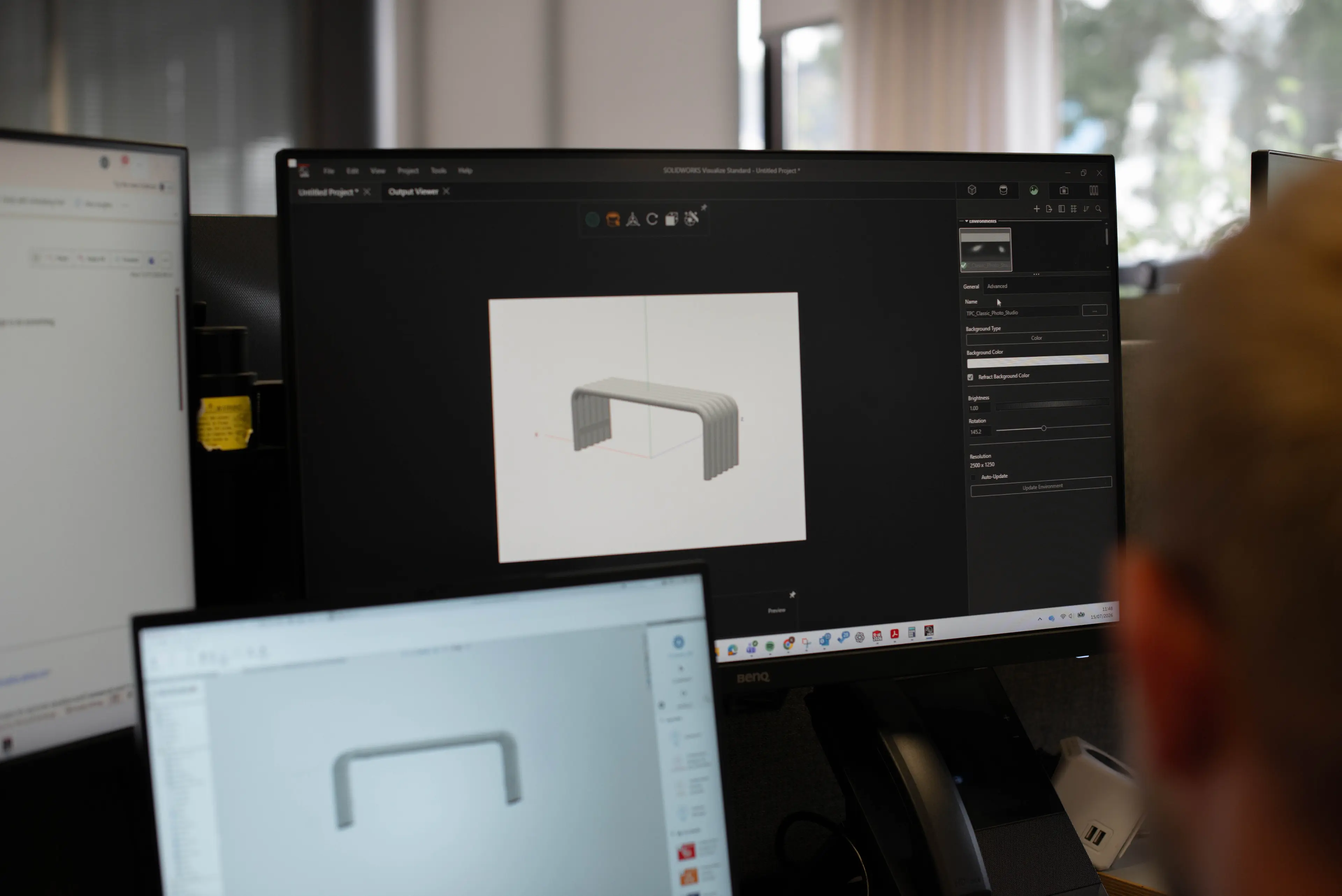 Furniture CAD drawings displayed on a computer screen
