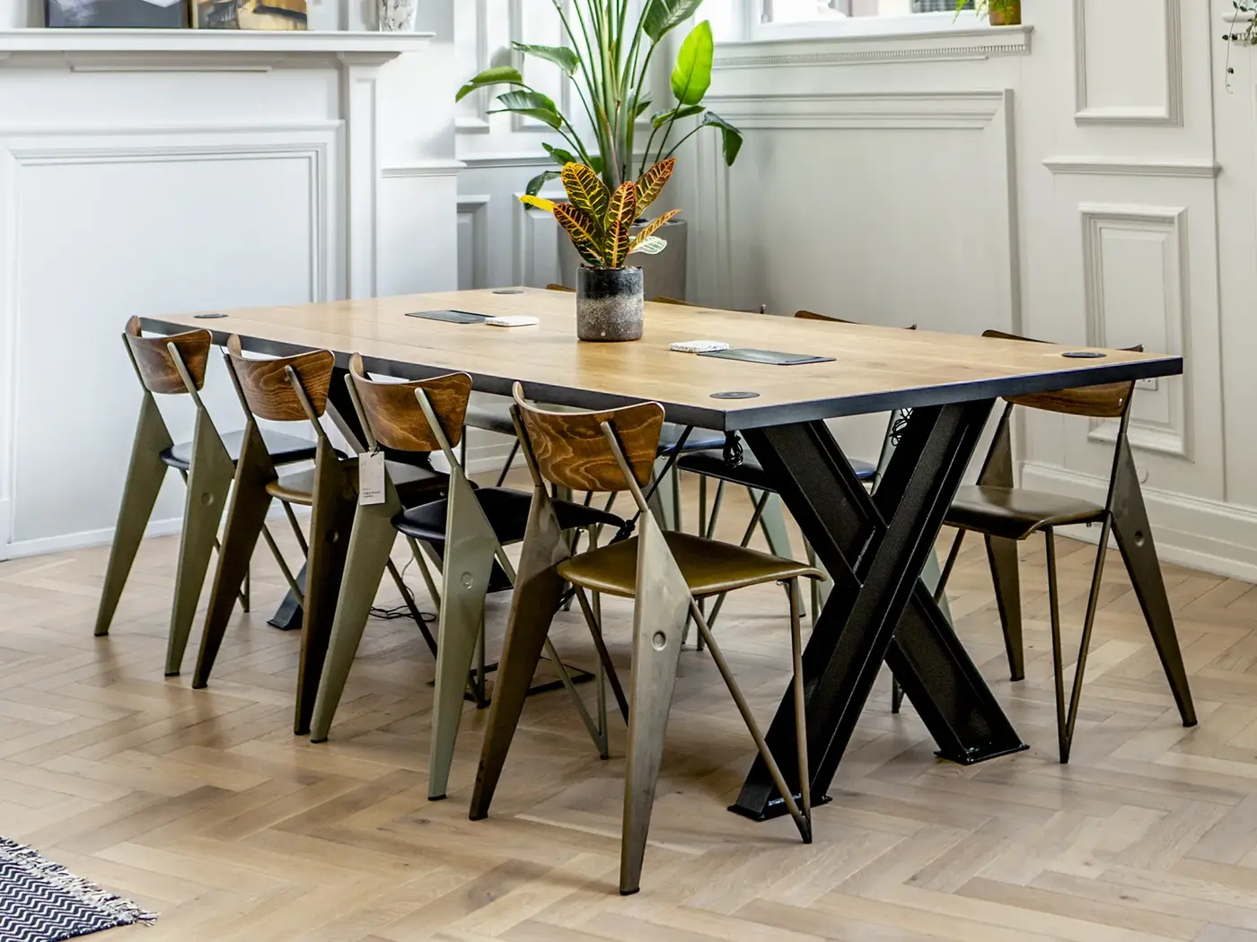 X-Frame Co-Create Table installed in a hospitality interior