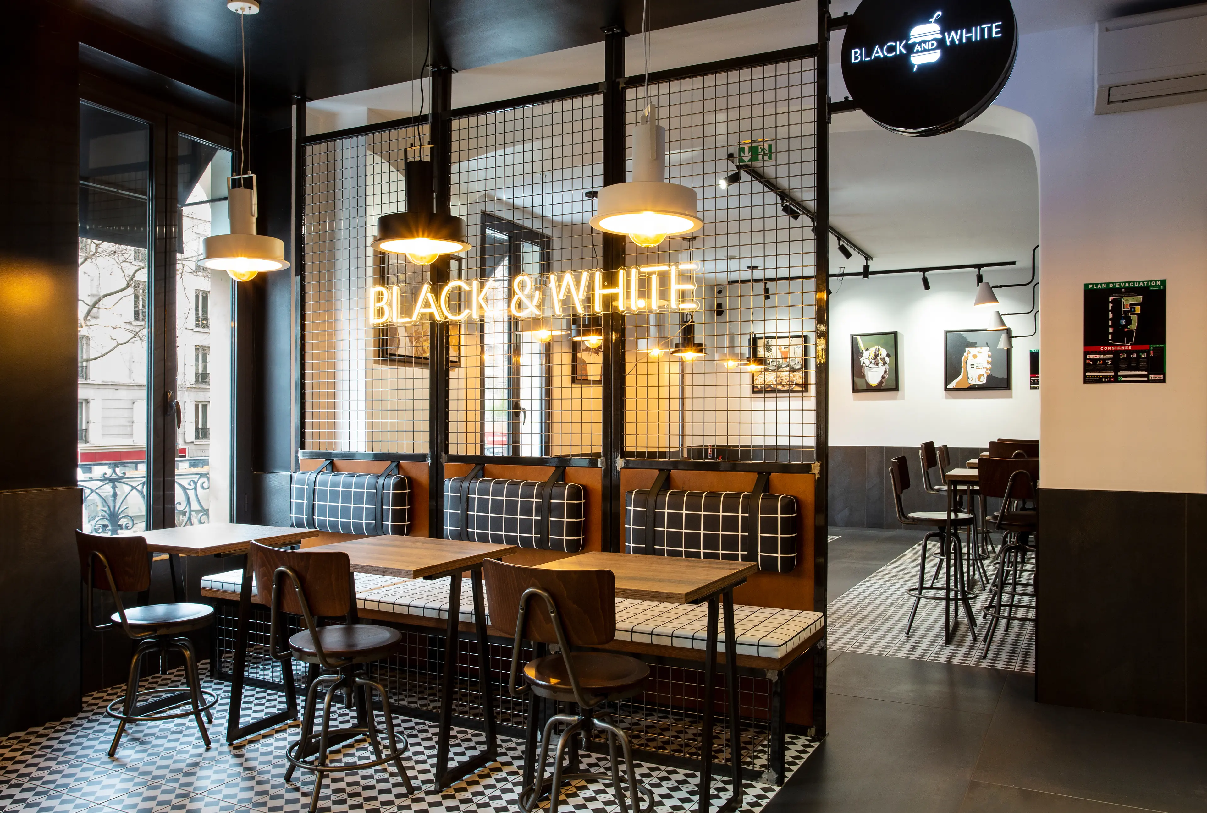 Black and White restaurant interior