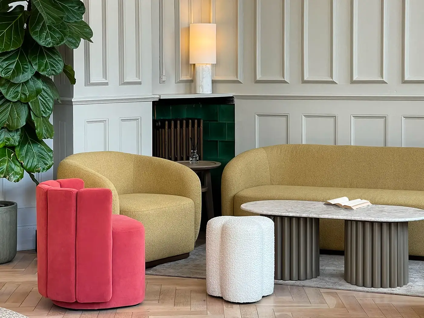 Luck Ottoman installed in a hospitality interior