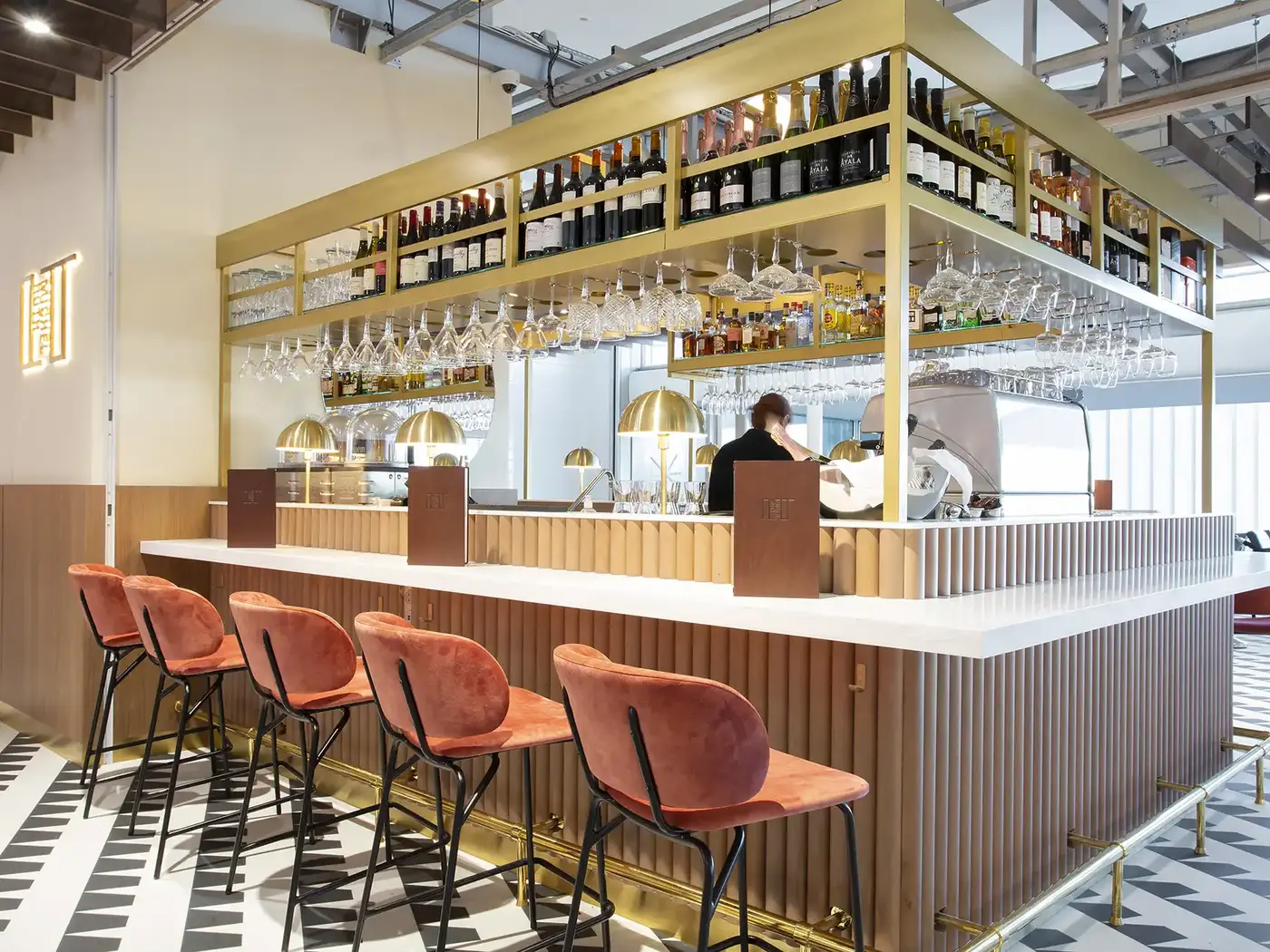 Hobson Barstool installed in a hospitality interior