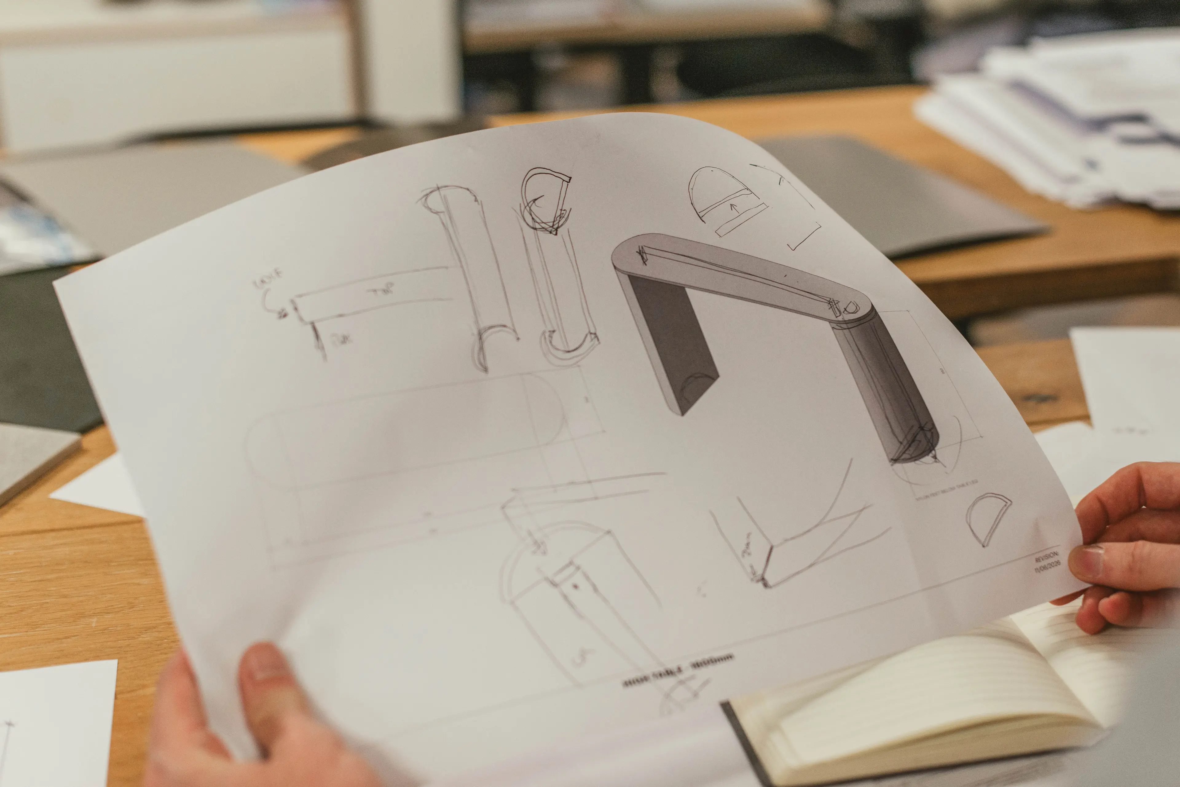 Furniture sketches and table design drawings