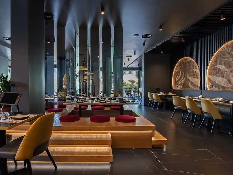 Amor Air Side Chair installed in a hospitality interior