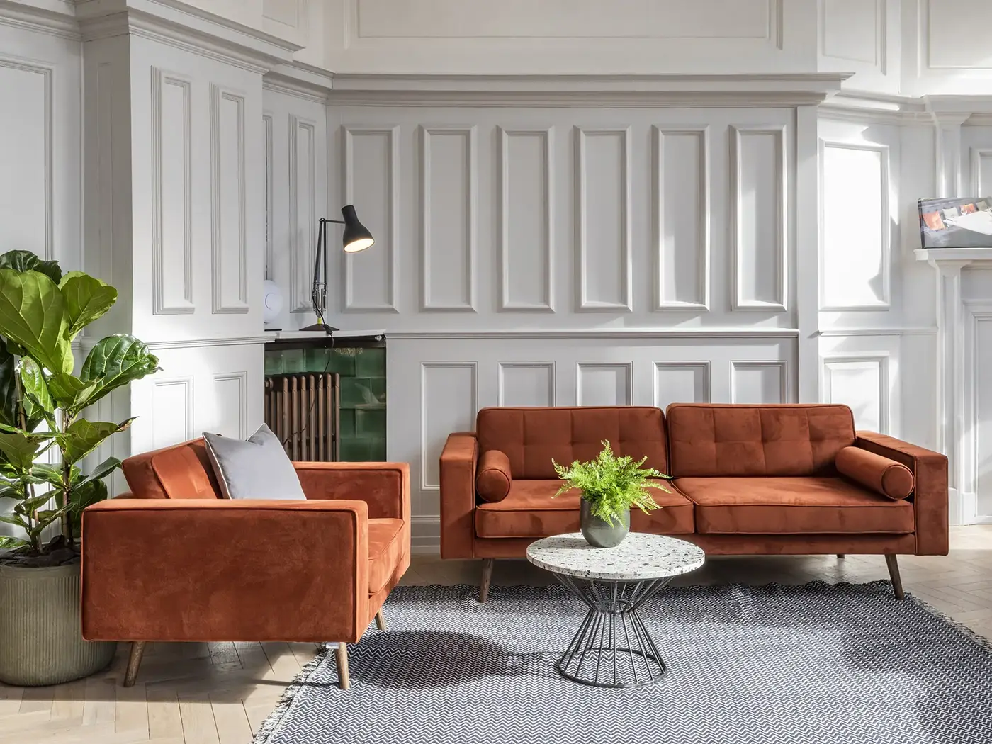 Koral Sofa installed in a hospitality interior