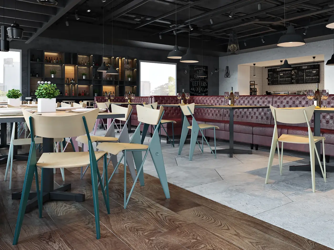 Kite Chair installed in a hospitality interior