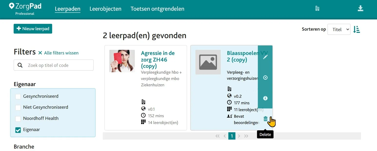 Prullenbak leerpad