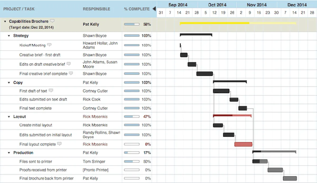 Preferences for project management applications