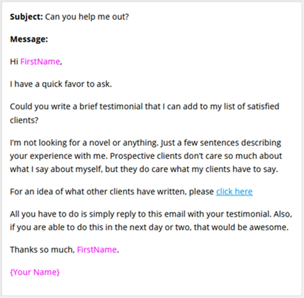 Ask for a testimonial