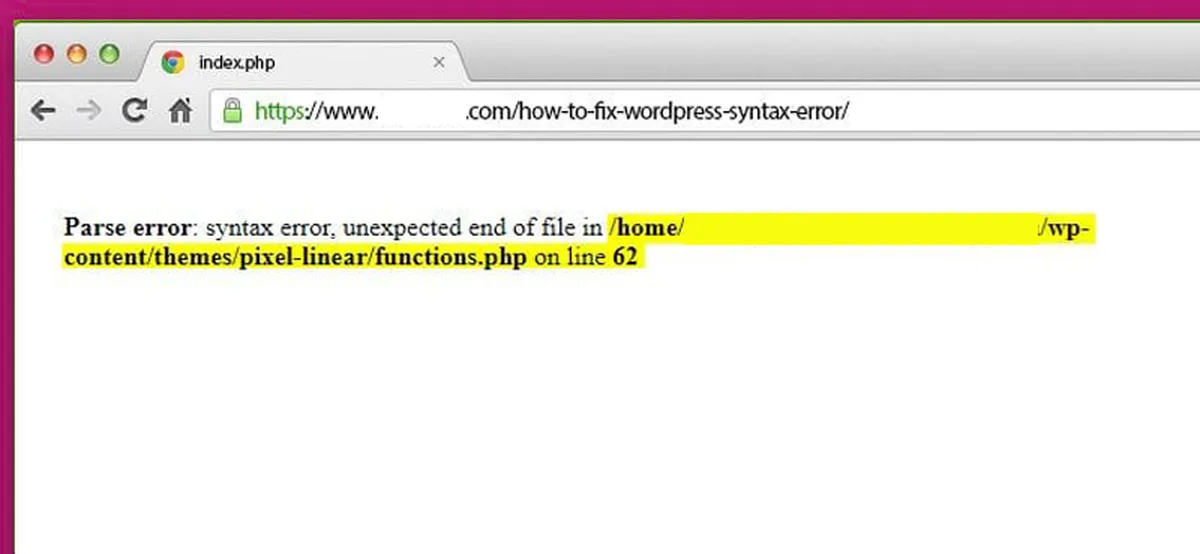 Syntax Error WordPress