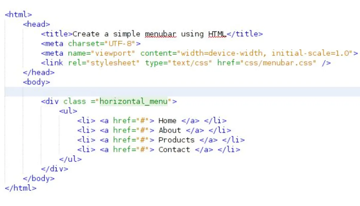 Creating menu bar using HTML and CSS