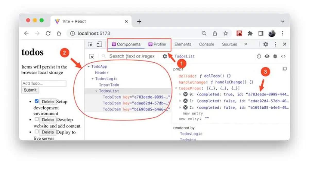 React Profiler and Components Tabs