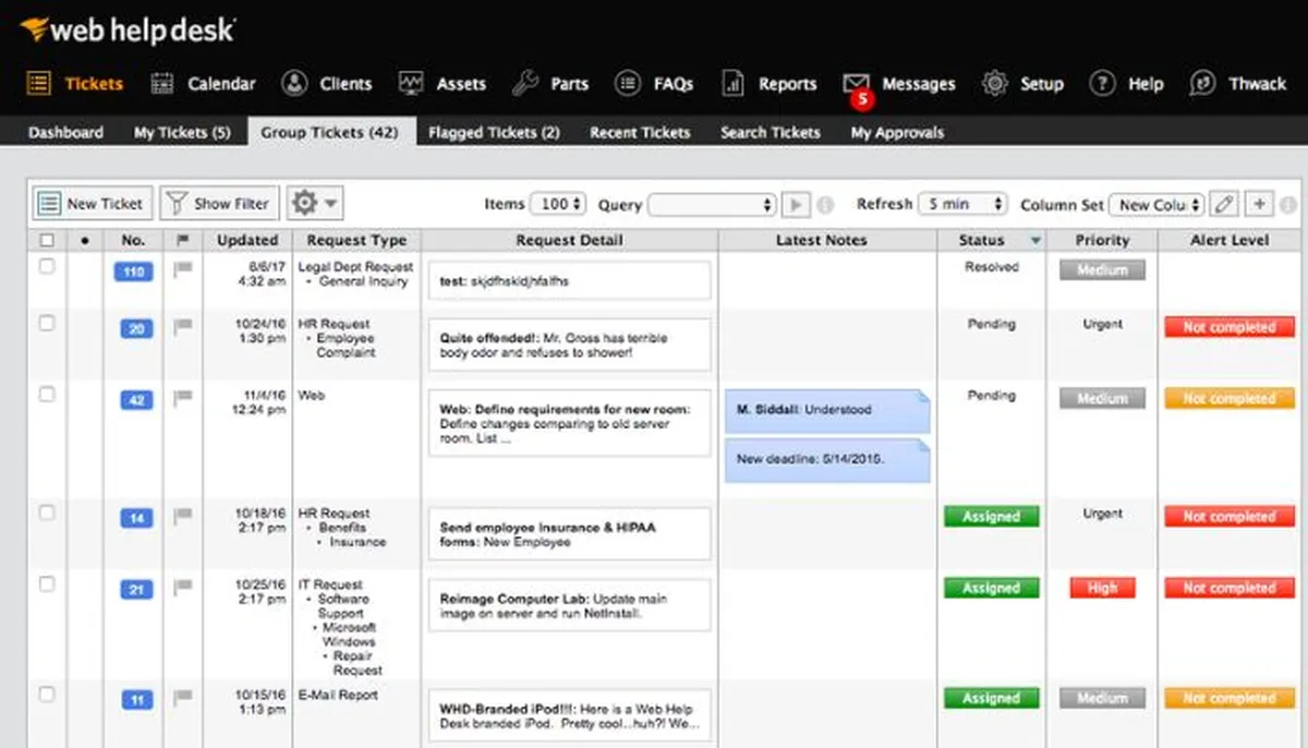 Example of help desk ticketing system