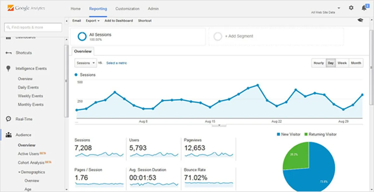 Google Analytics Audience Overview