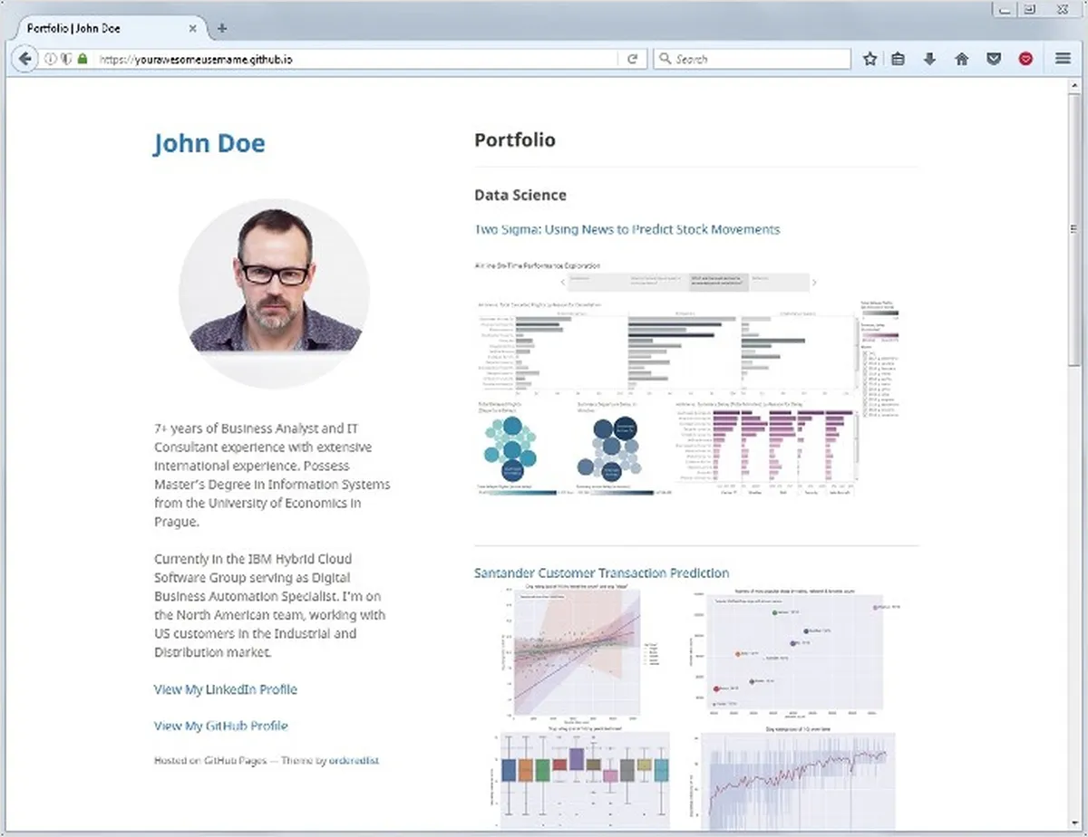 Set up portfolio website using github pages