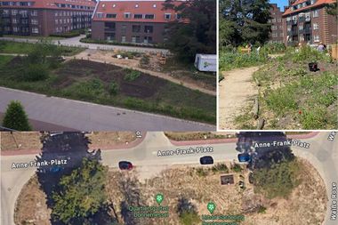 Zusammenschnitt von Bilden mit Blick auf den Quartiersgarten. Foto: Donnerschwee verbindet e.V.