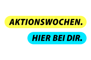 Grafik mit Text „Aktionswochen. Hier bei dir.“
