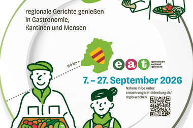 Zu sehen ist das Logo der Regio-Wochen im Jahr 2026, die vom 7. bis 27. September in Oldenburg stattfinden. Illustration: Stadt Oldenburg