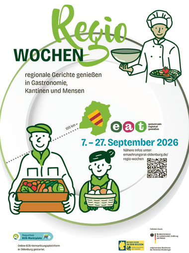 Zu sehen ist das Logo der Regio-Wochen im Jahr 2026, die vom 7. bis 27. September in Oldenburg stattfinden. Illustration: Stadt Oldenburg