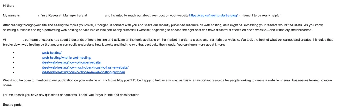 link building outreach bad example pitch email