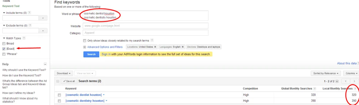 cosmetic dentistry keyword research