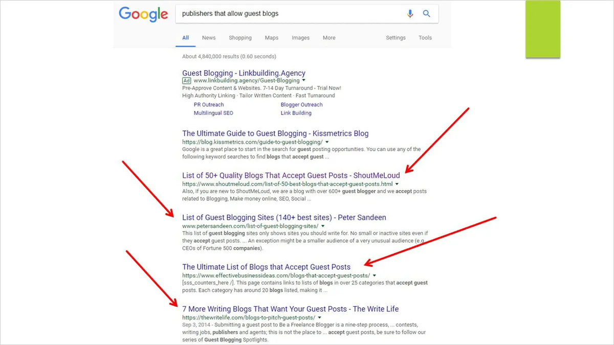 Google Search Results Page