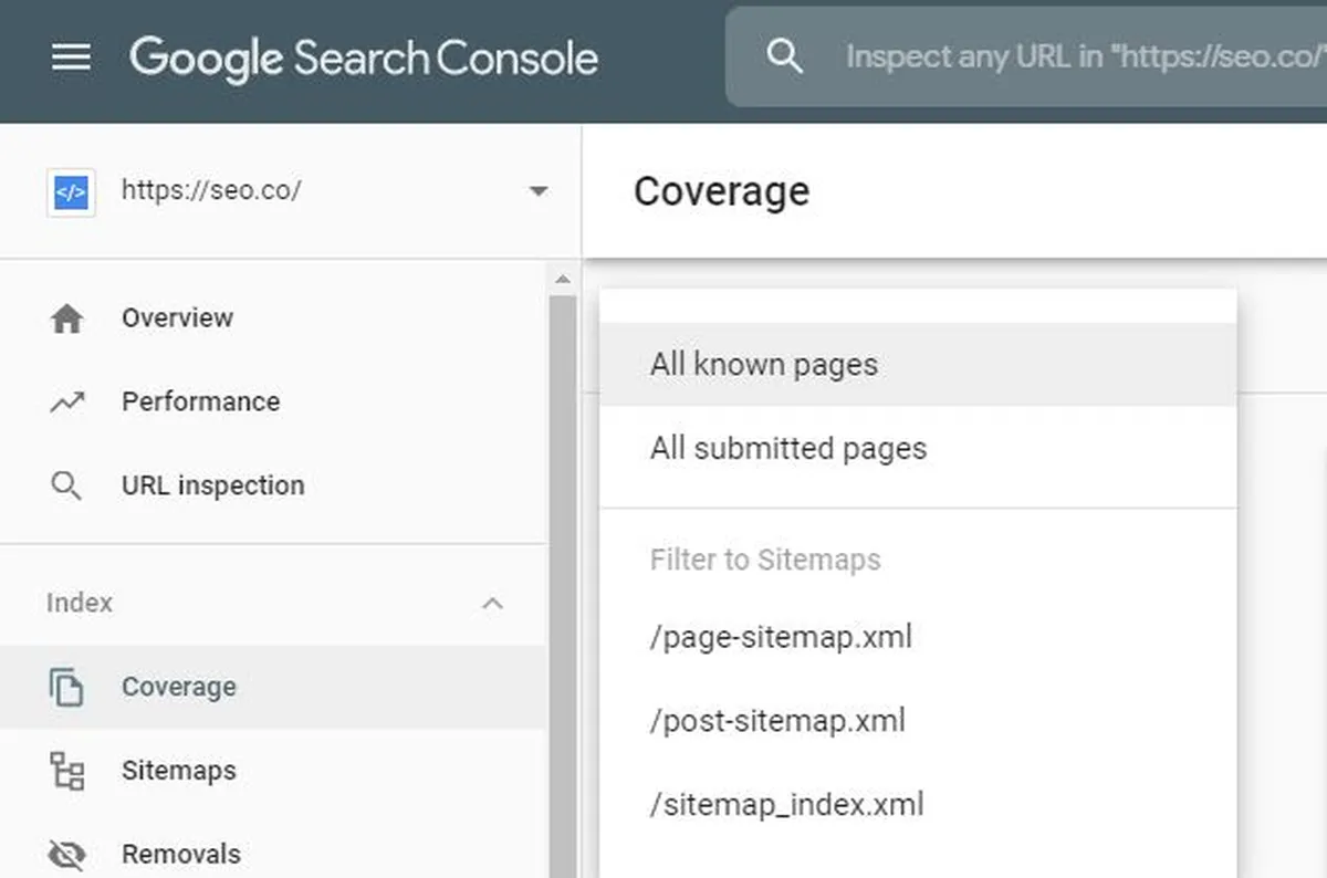 Google Search Console - Coverage Report