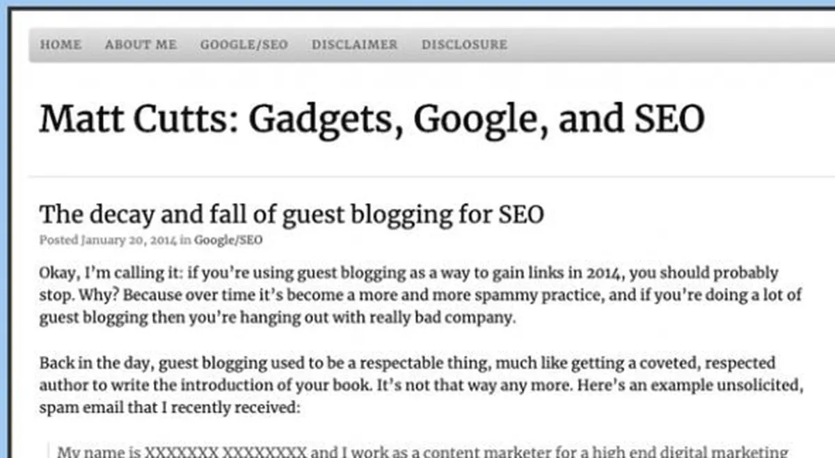 Matt Cutts: The decay and fall of guest blogging for SEO