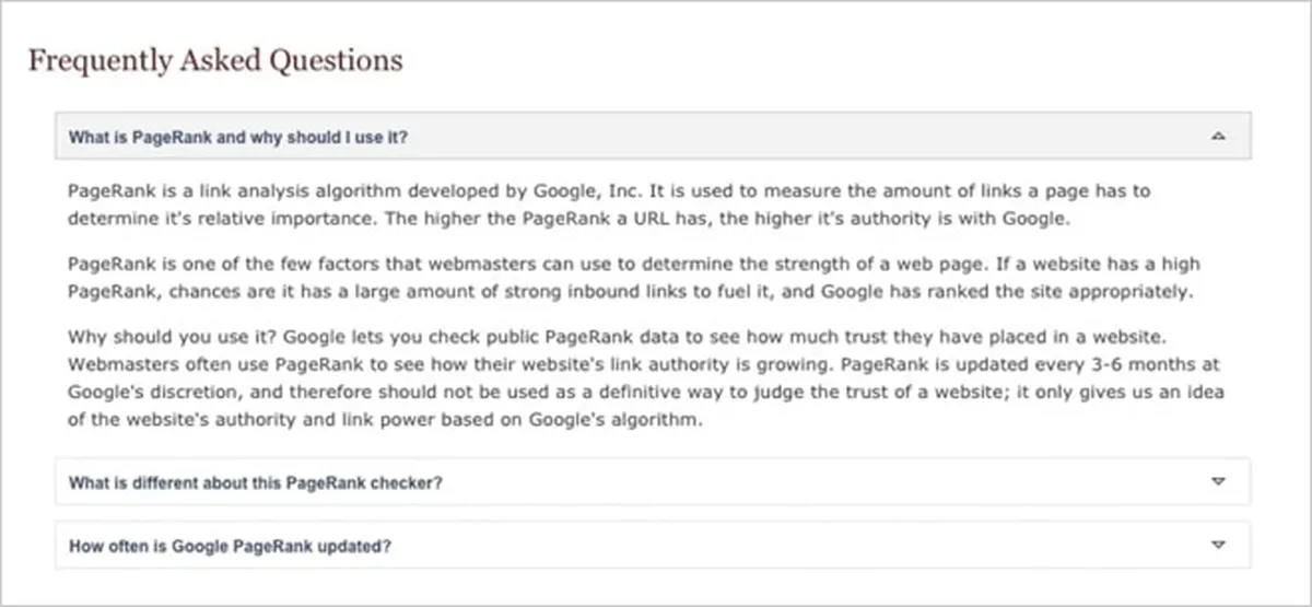 A Frequently Asked Questions Area