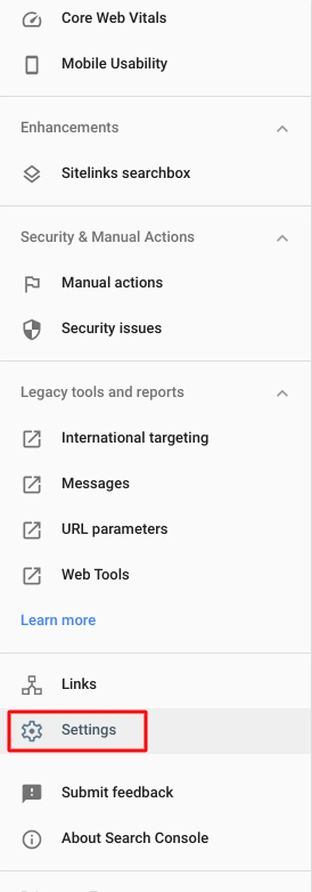 Google Search Console Settings