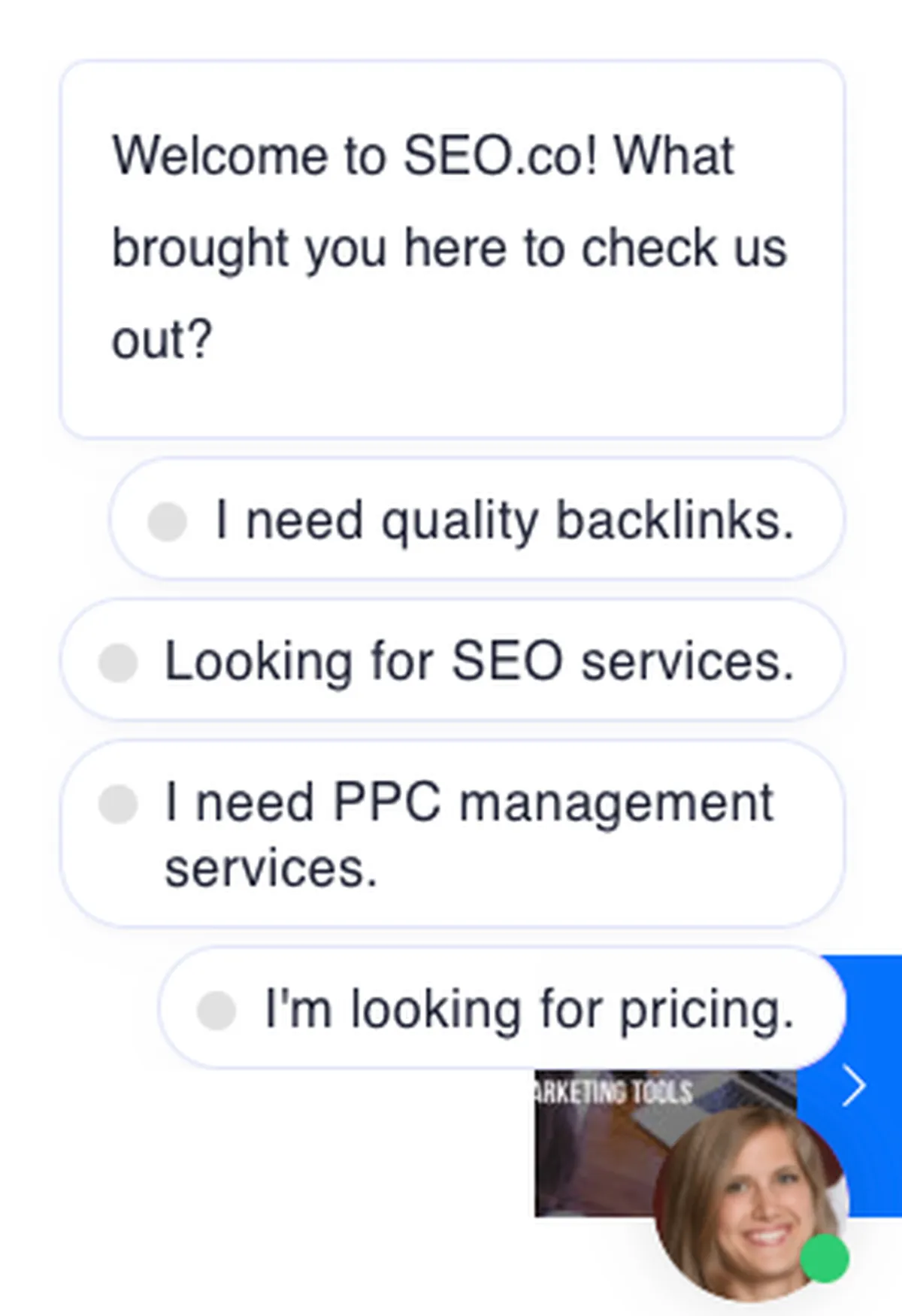 live chat call to action 