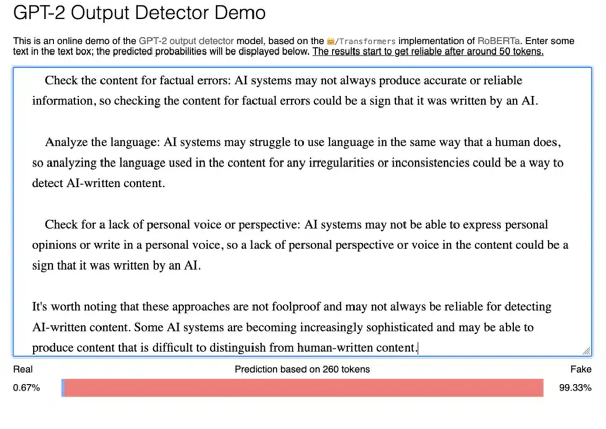 ai content detector from hugging face