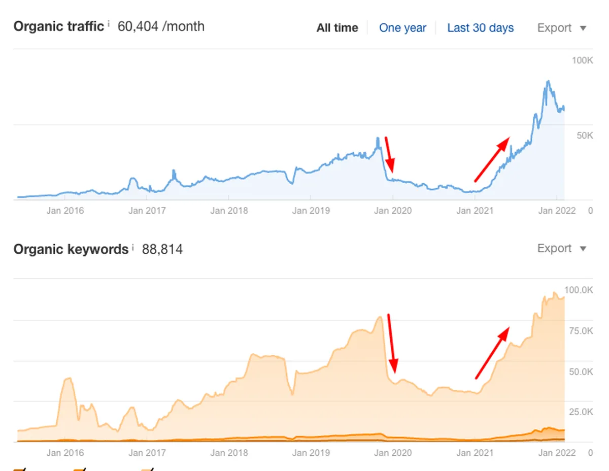 Organic Traffic & Organic Keywords