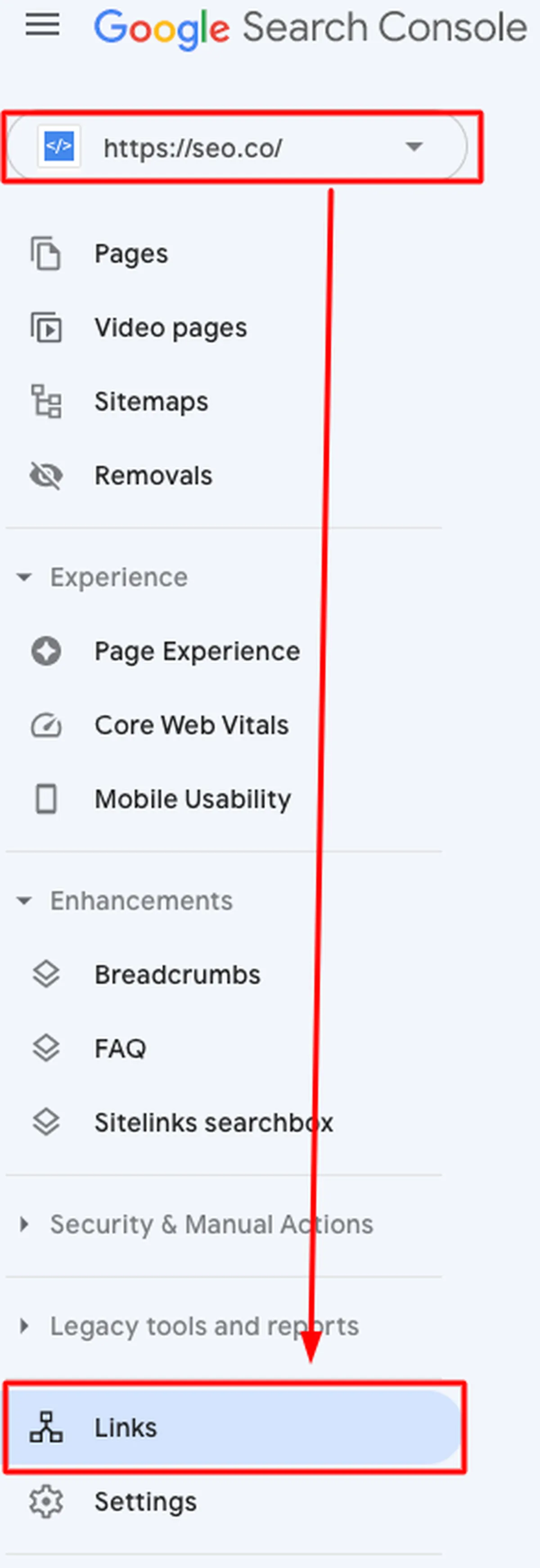 Google Search Console Links