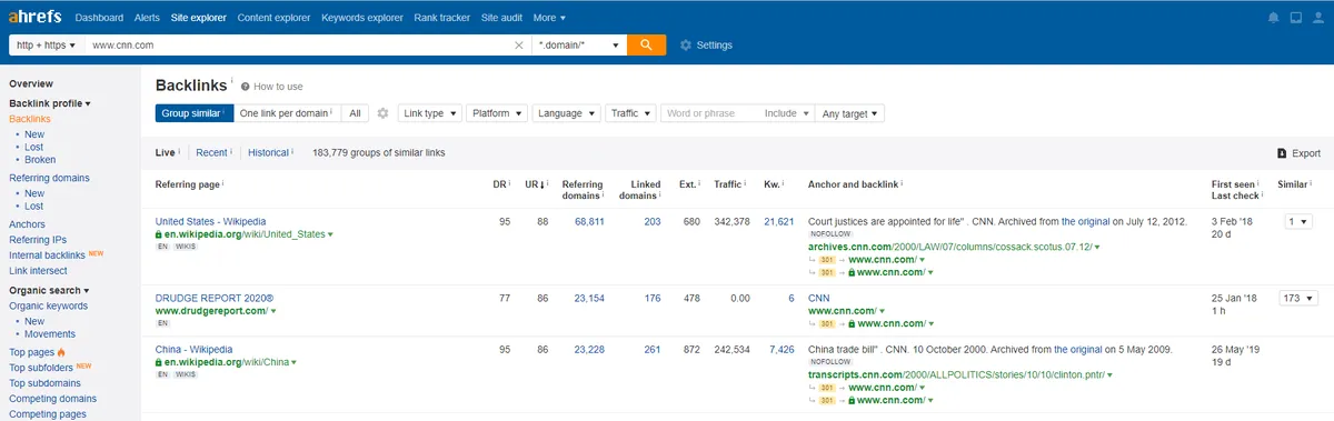 Use Ahrefs to analyze your site's entire backlink profile.