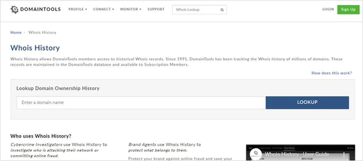 Find Domain History Using DomainTools