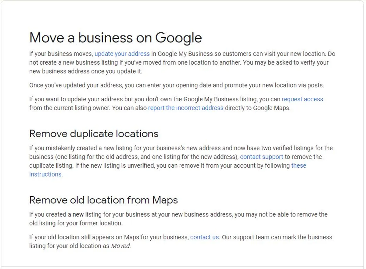 Moving a business on google local seo