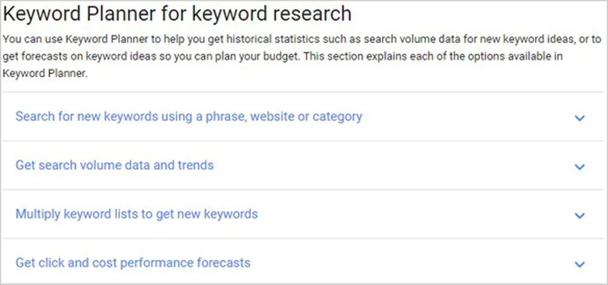 keyword research google keyword planner tool