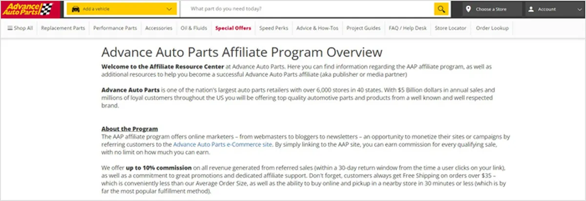 Advance Auto Parts Affiliate Program