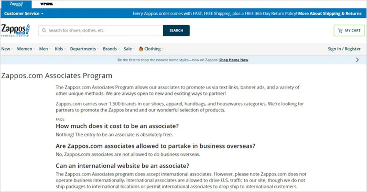 Zappos Affiliate Program