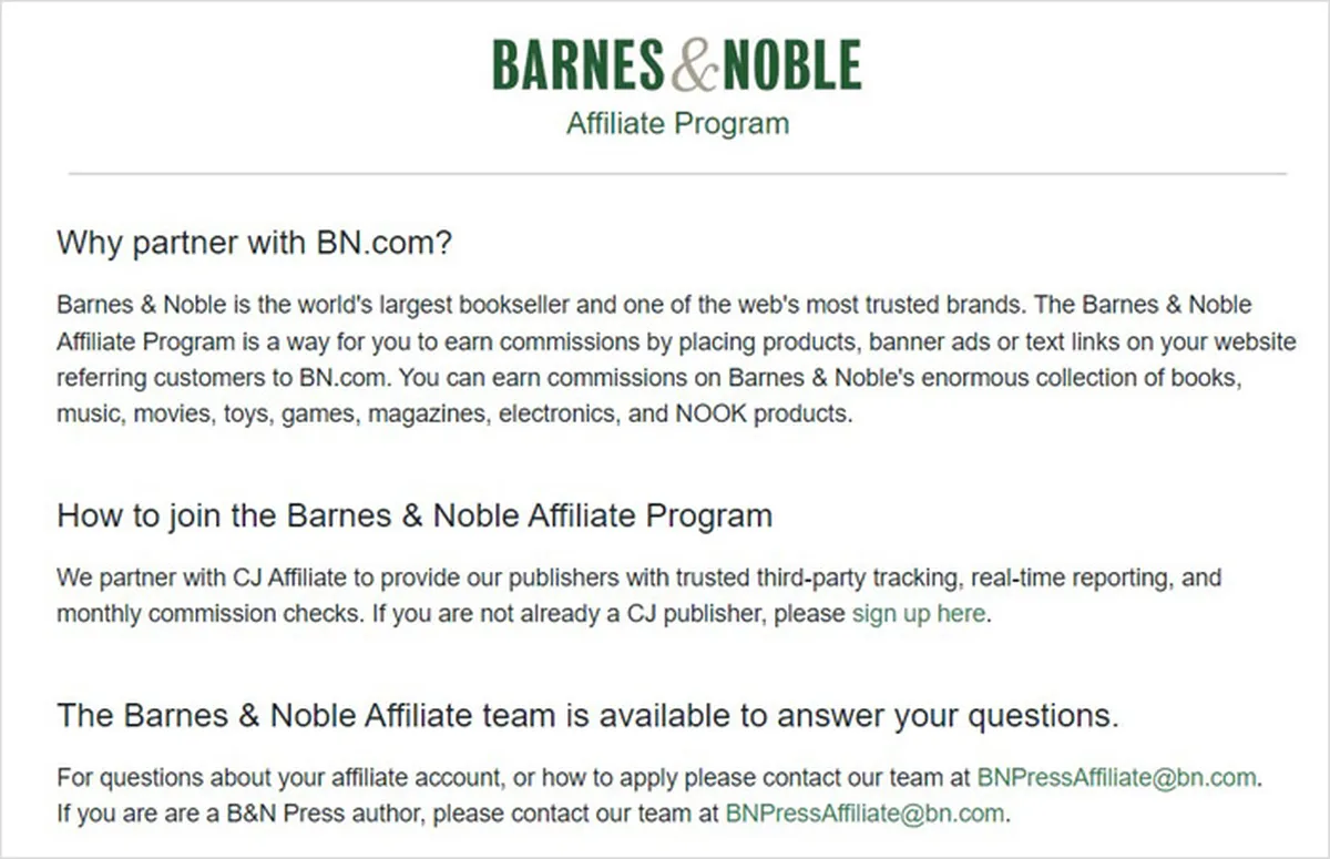 Barnes and Noble Affiliate Program