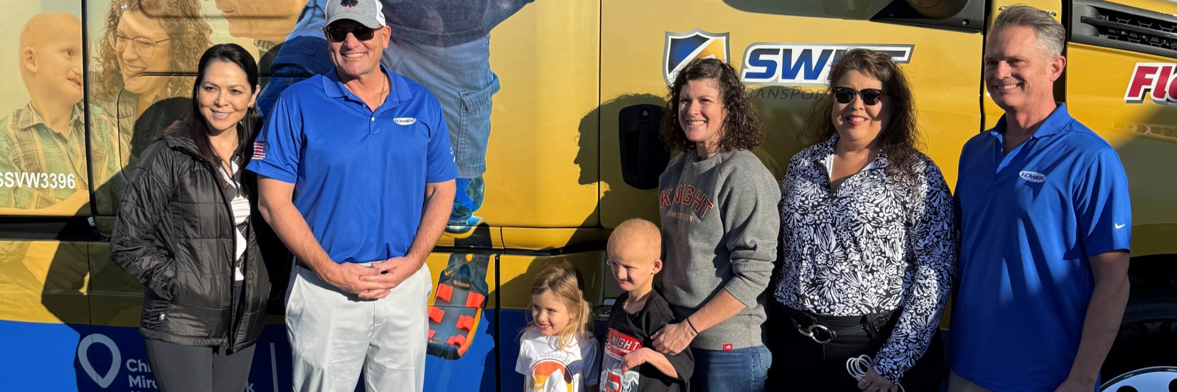 Lowen Corporation designed, manufactured and installed wraps on two Knight-Swift trucks featuring Shine, unveiled at the Knight-Swift Charity Golf Classic for UC Davis Children’s Hospital.
