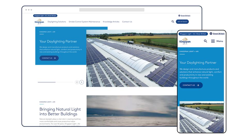 Screenshot of Kingspan homepage