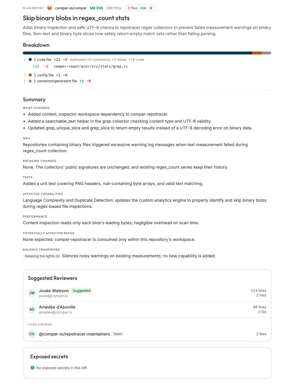 Realtime Pull Request Summaries, created within a second of the PR being made