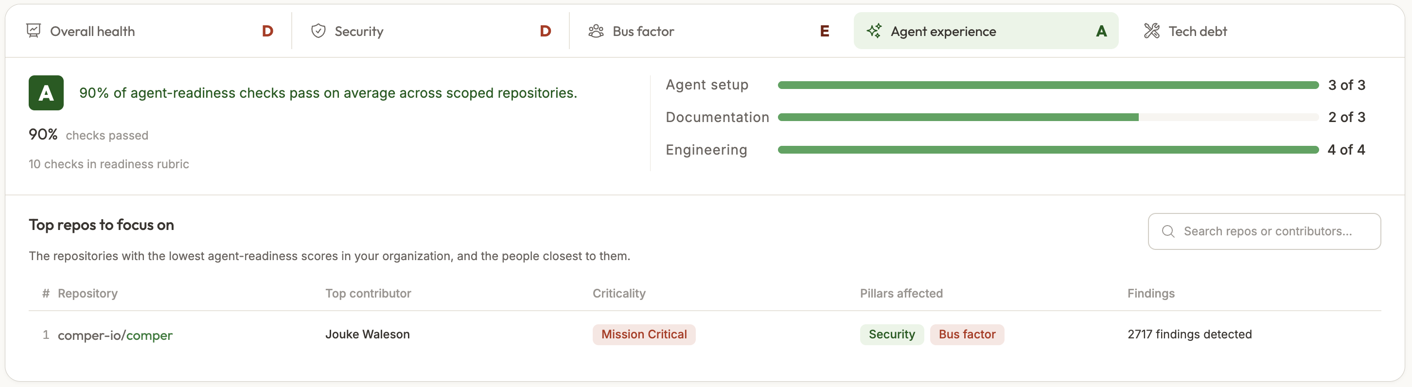 Comper Codebase Agent Experience Score