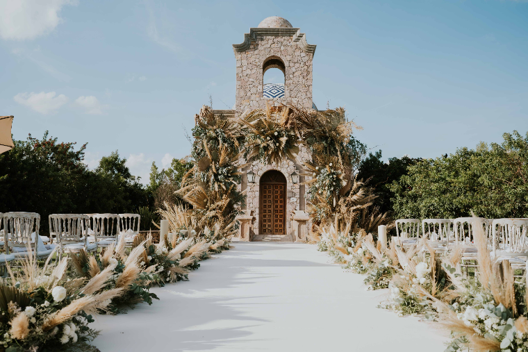 An independently owned barn venue dressed for a wedding