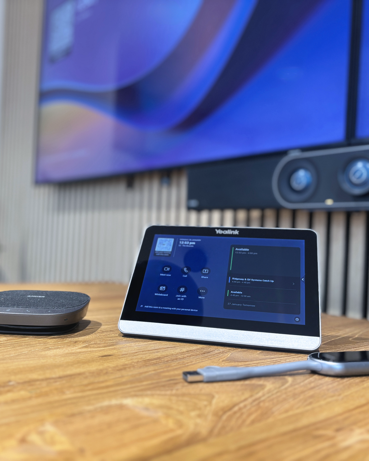 Video conferencing equipment in a Green Workspace meeting room