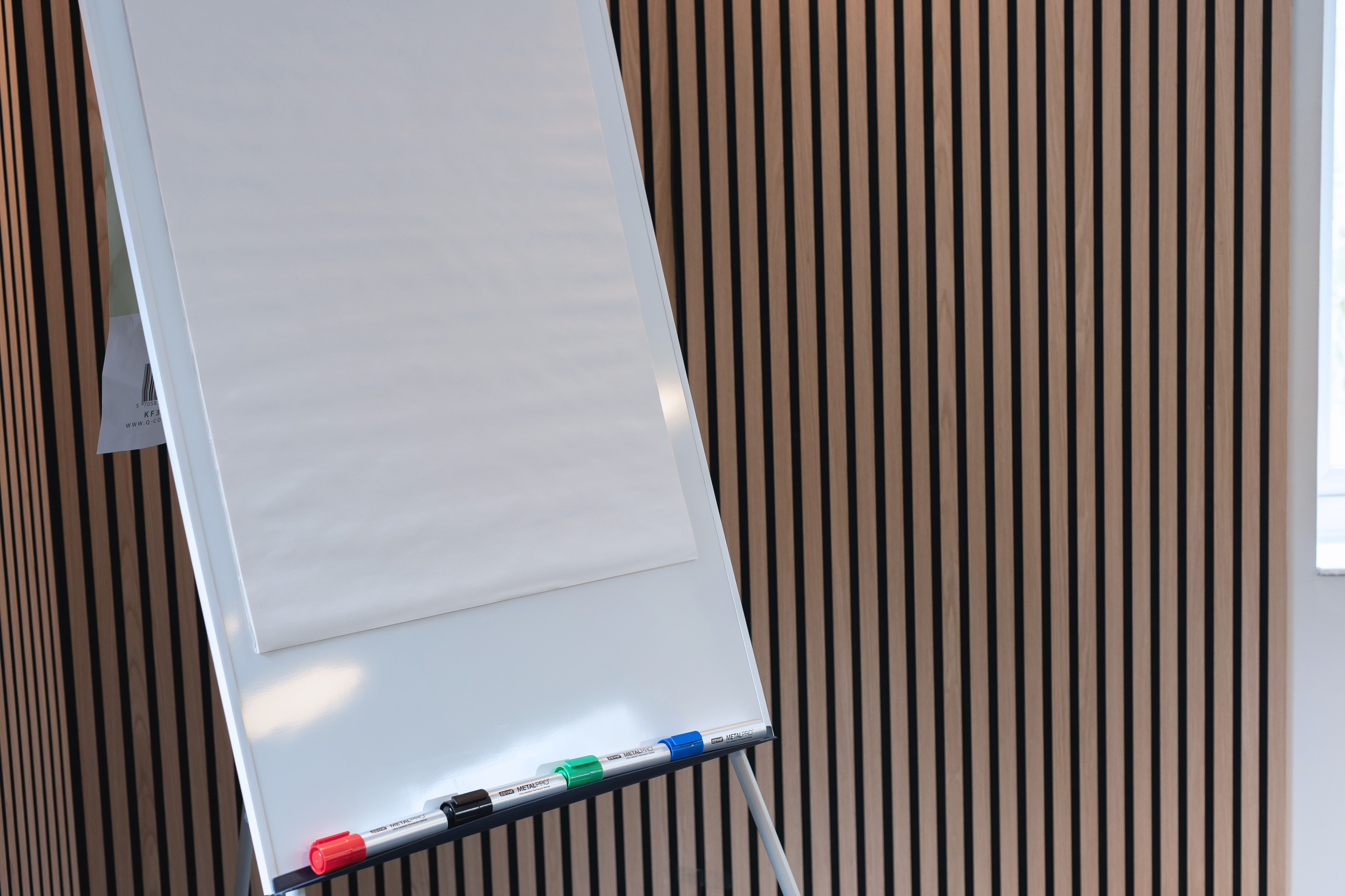 A flipchart in a Green Workspace meeting room